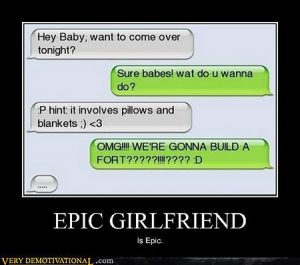 Screenshot of funny text message conversation.